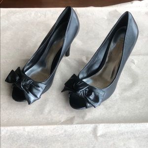 INC black leather “Mindy” heels